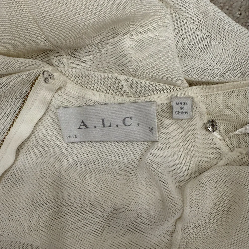 ALC Sheer White Pleated Long Sleeve Maxi Dress - Picture 6 of 6